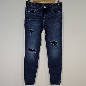 Bootlegger Distressed Style 31x29 Dark Blue Women's Jeans